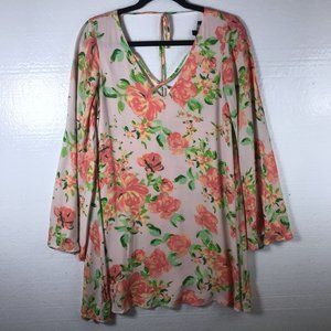 Lulu's Sz S Floral Long Sleeve Flowy Tunic Dress